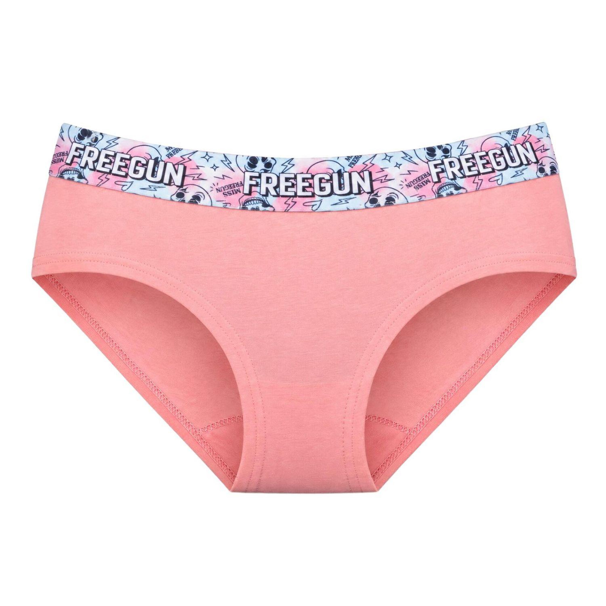 Voir la diapositive 3 : FREEGUN Lot  3 culottes fille en coton uni et ceinture imprimée