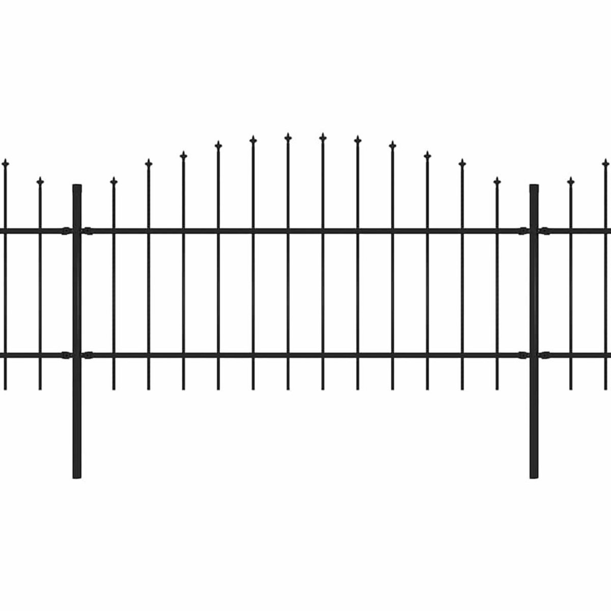 VIDAXL Cloture de jardin avec dessus en forme de lance en acier 714,5 x 125 cm Noir