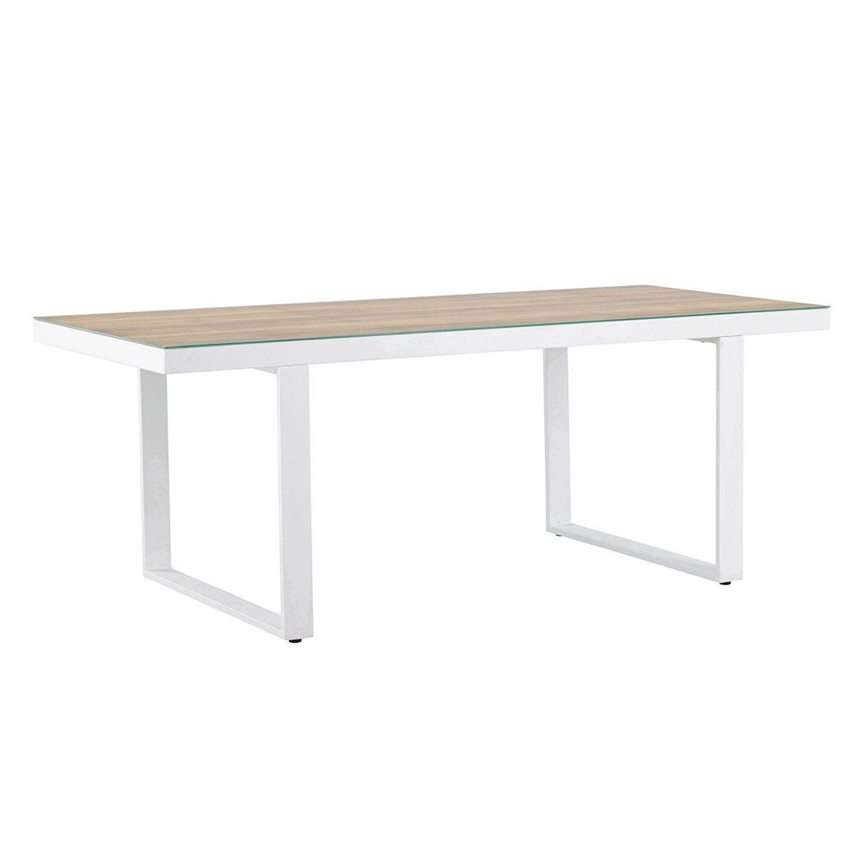 Paris Prix Table de Jardin en Verre  Merlo  200cm Naturel & Blanc