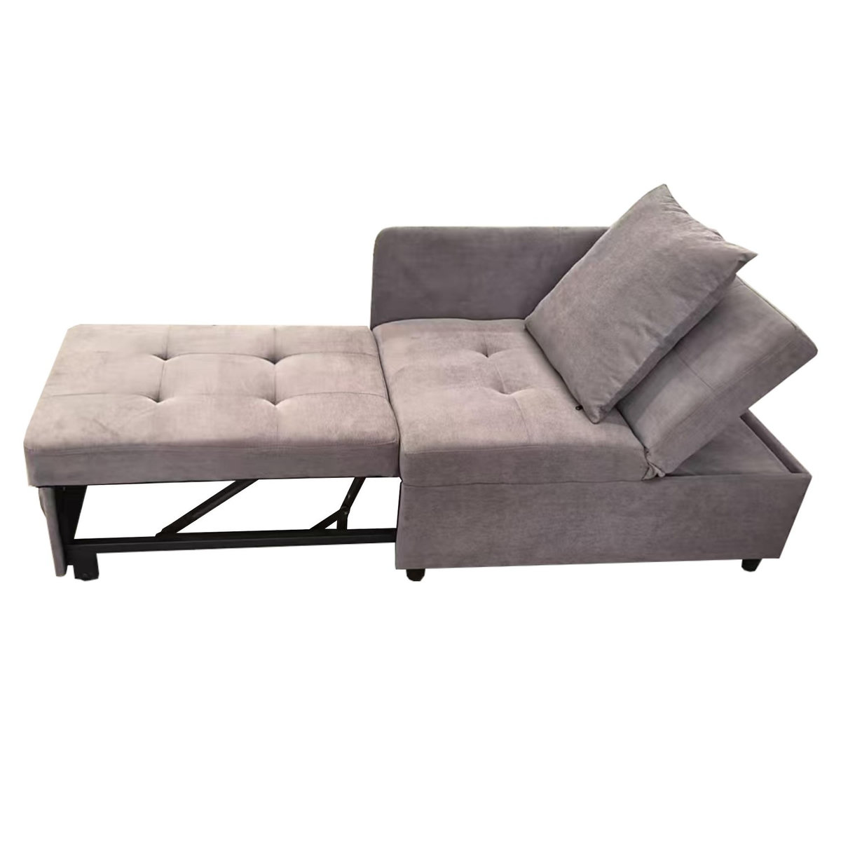 MERAX Canapé droit convertible 1 pl lin gris