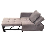 MERAX Canapé droit convertible 1 pl lin gris