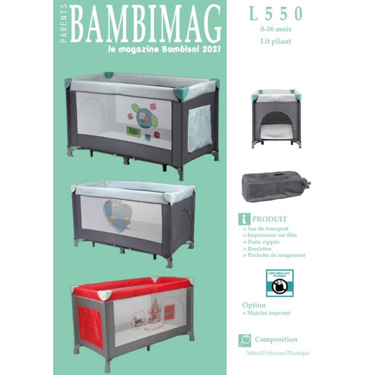 BAMBISOL Lit parapluie Mon Doudou