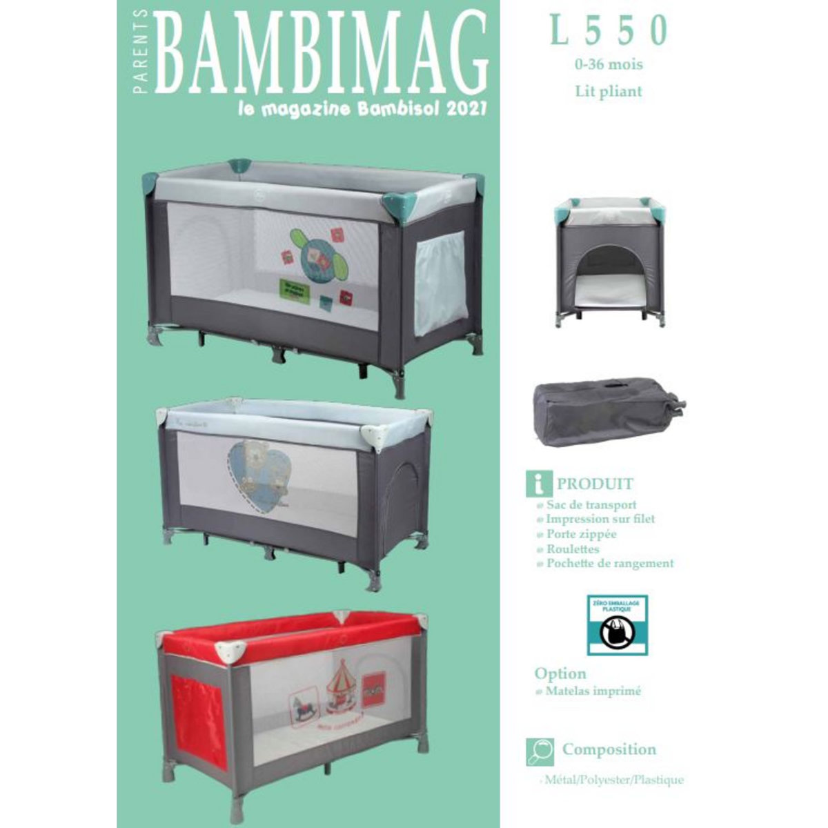 BAMBISOL Lit parapluie Mon Doudou