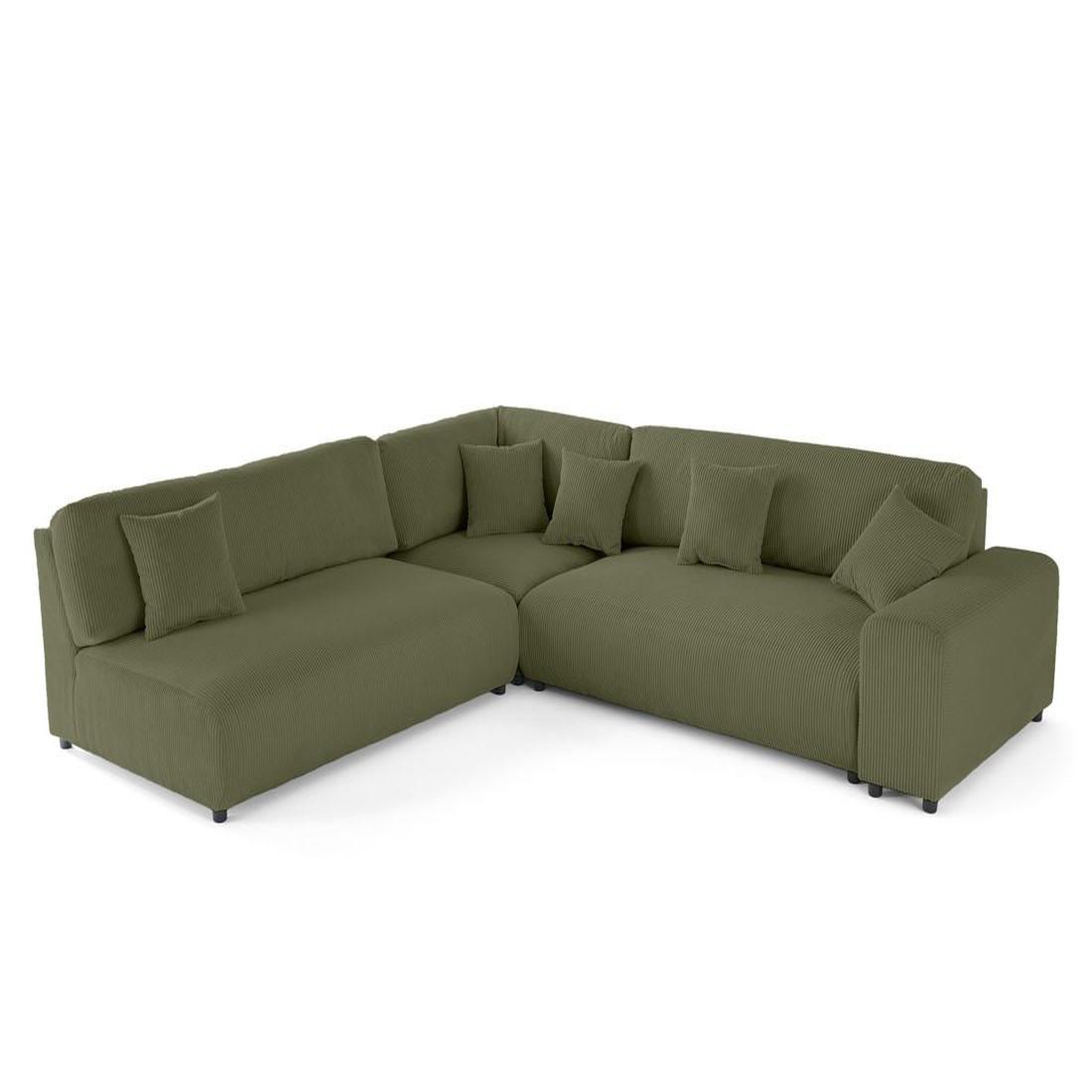 Voir la diapositive 3 : BEST MOBILIER Garance - canapé modulable d'angle gauche - 6 places - en velours côtelé