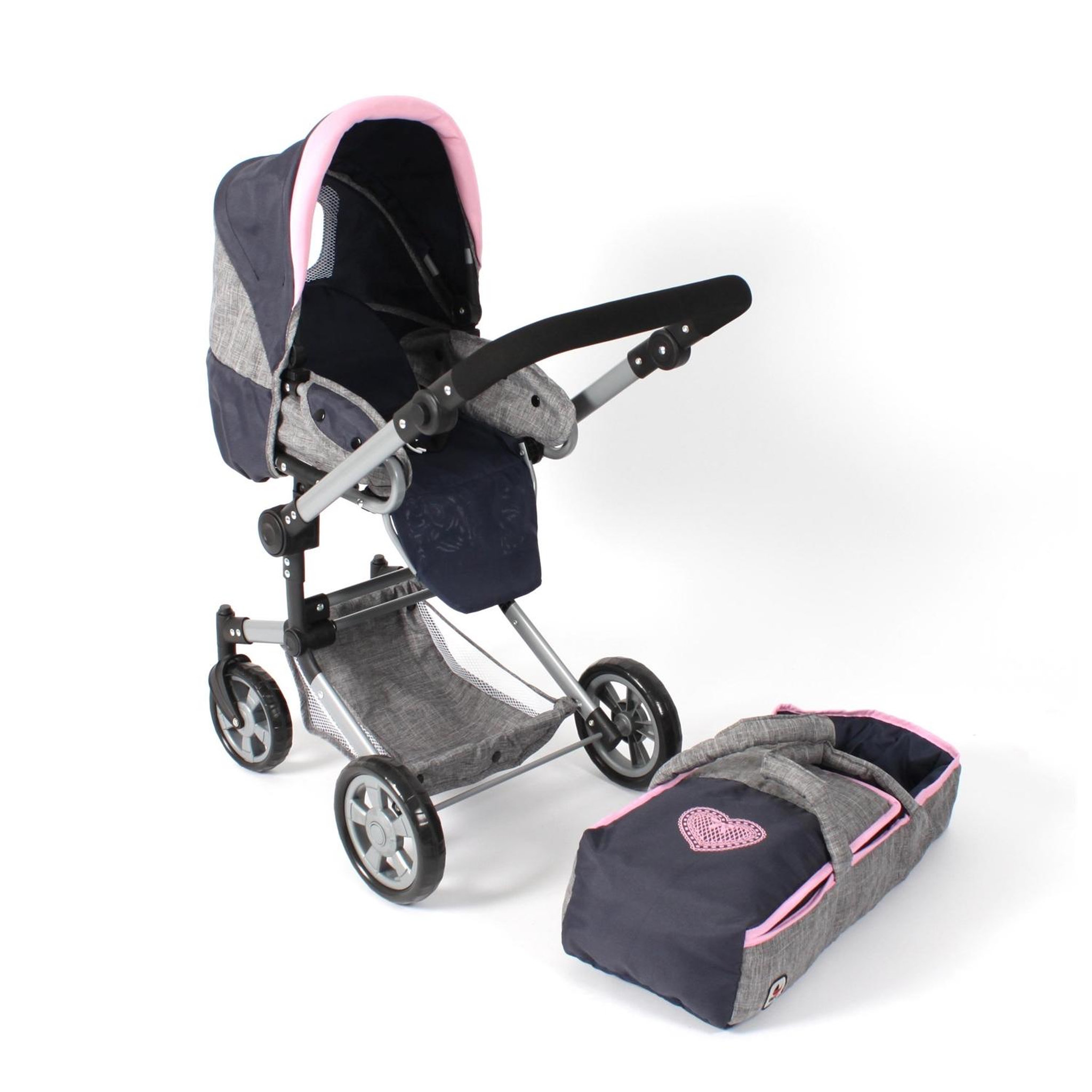 Voir la diapositive 4 : BAYER CHIC 2000 Poussette de poupée combinée JARA gris bleu foncé