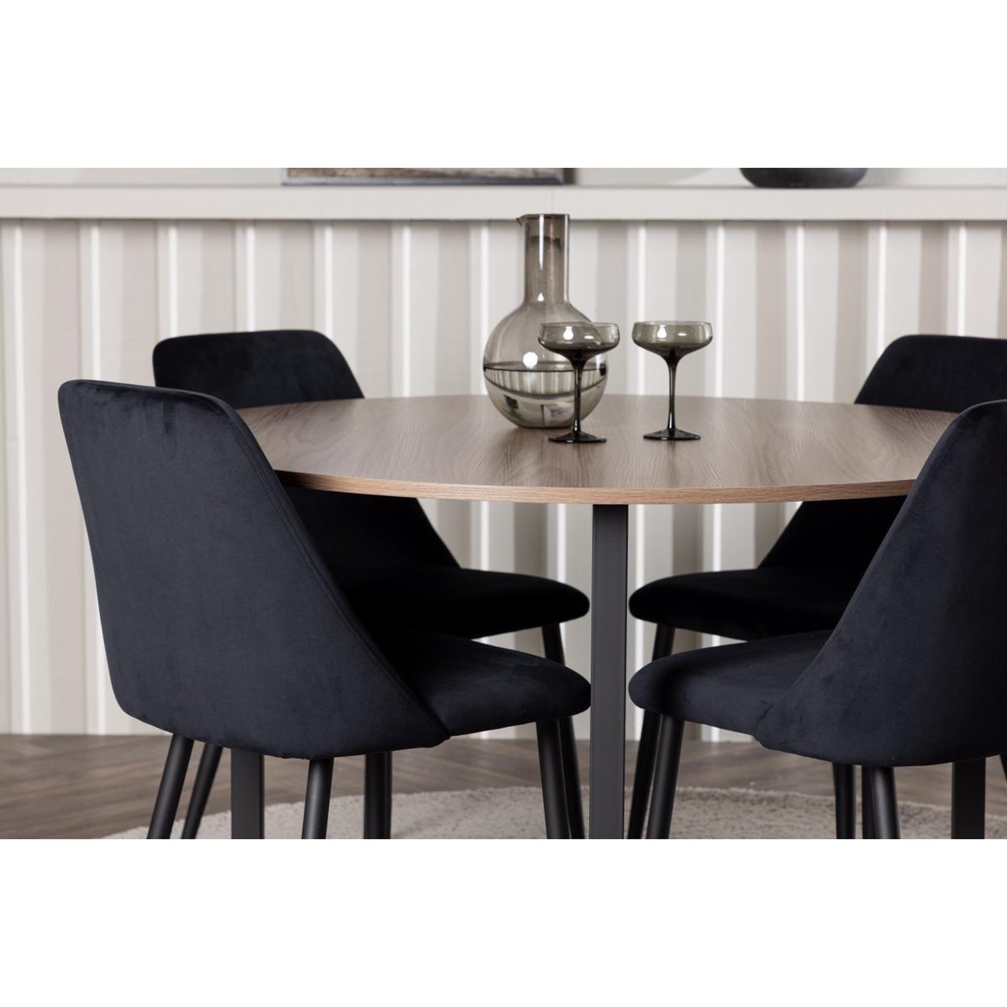 Voir la diapositive 5 : Paris Prix Ensemble table à manger & 4 chaises  durango & night  120cm noyer & noir
