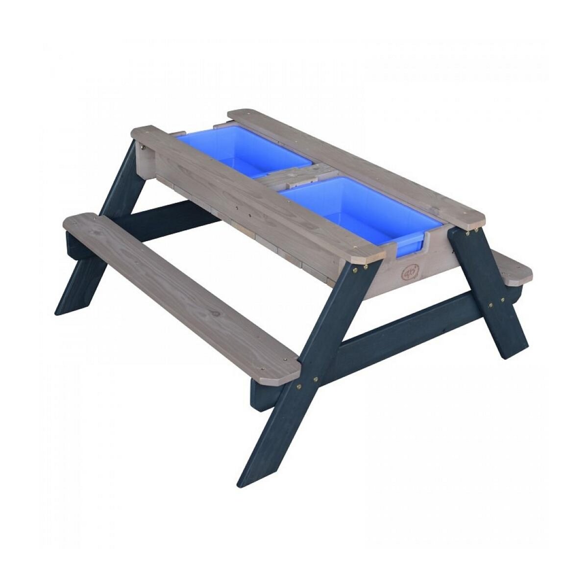 Axi House AXI Table sable et eau NICK Anthracite avec parasol Bleu Gris 90x80x56cm