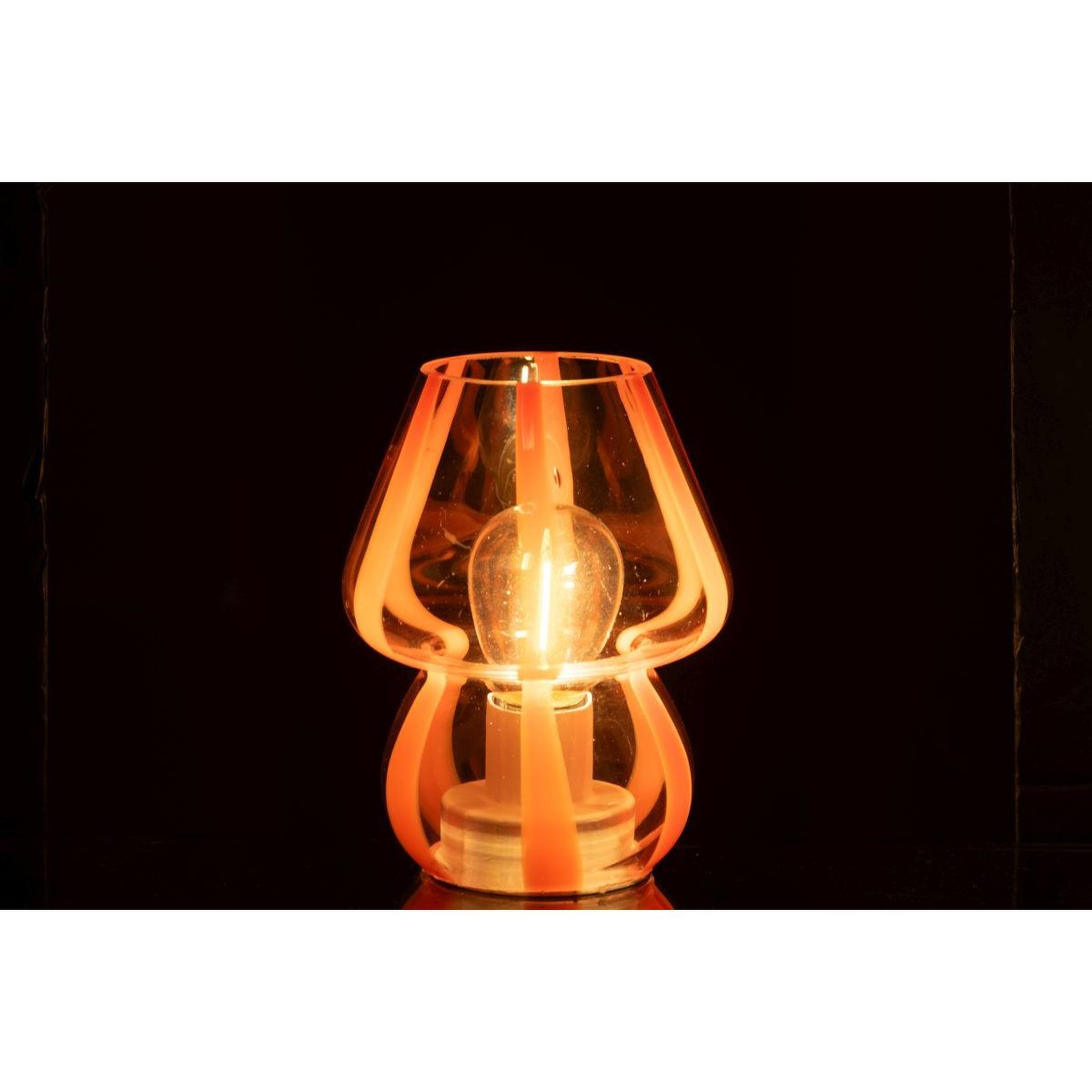 Voir la diapositive 3 : J-LINE Lampe à poser rayures en verre  ophelie  15cm orange