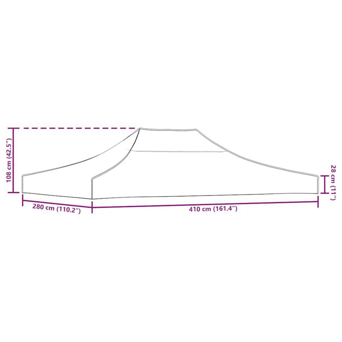 VIDAXL Toit de tente de reception 4x3 m Jaune 270 g/m^2