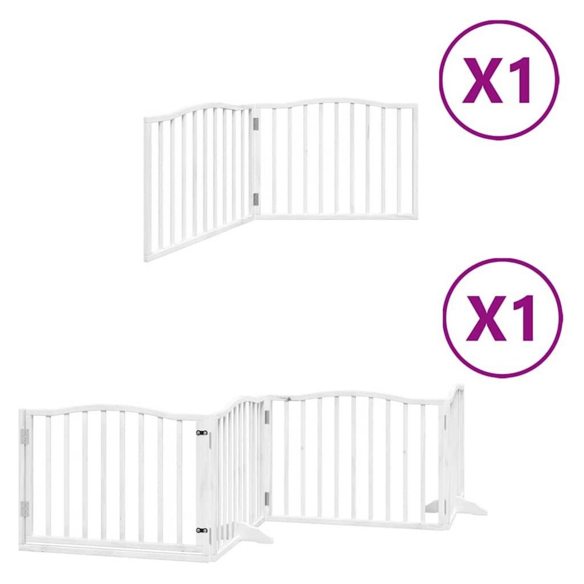 VIDAXL Barriere pour chien porte pliable 6panneaux blanc bois peuplier