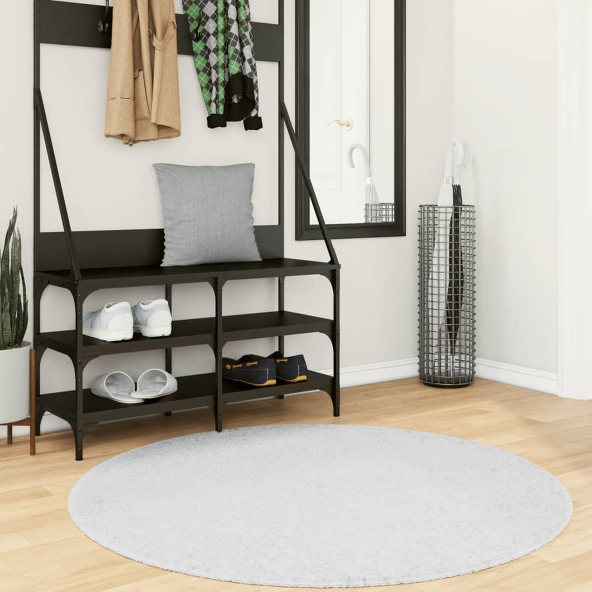 VIDAXL Tapis OVIEDO a poils courts gris Ø 120 cm