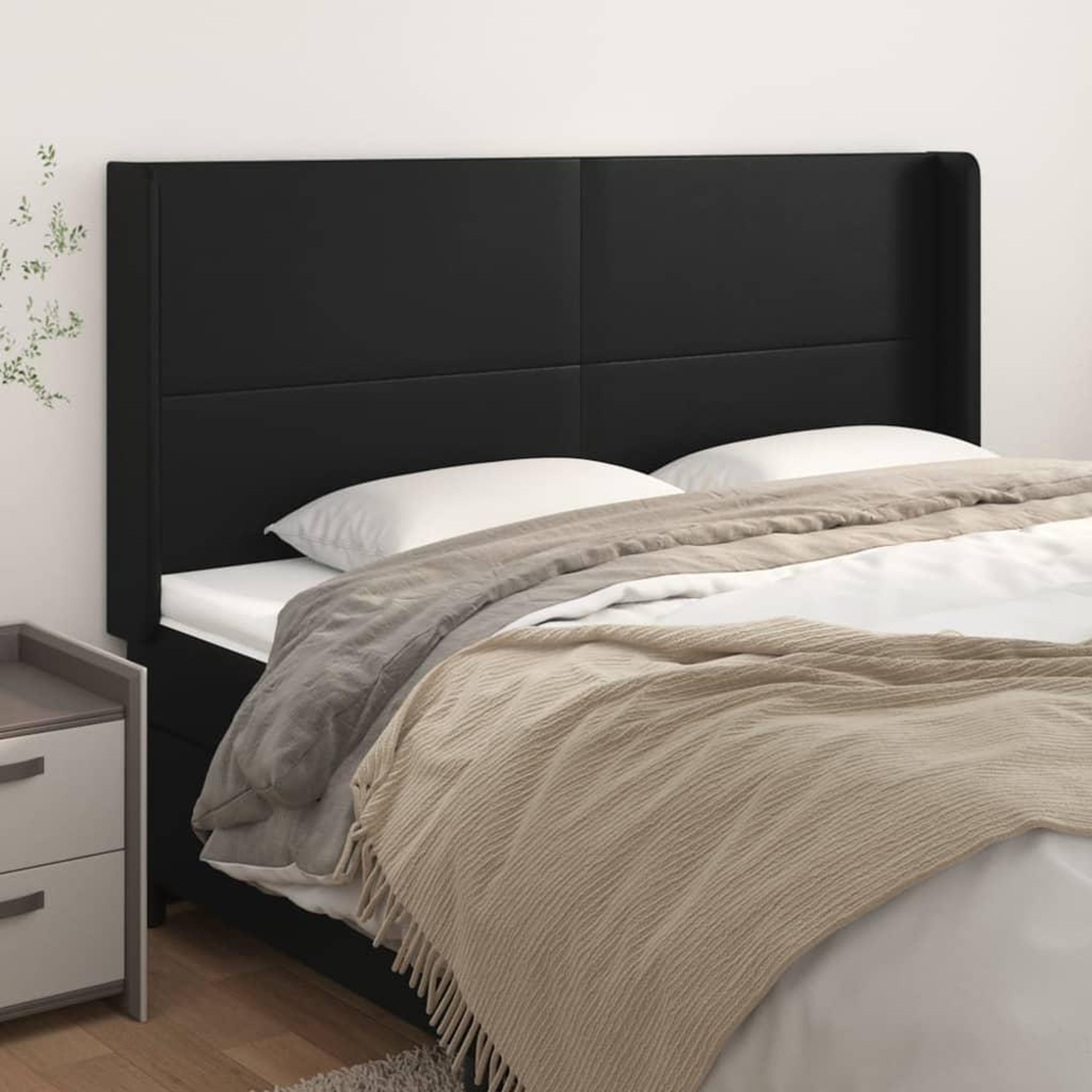 Voir la diapositive 1 : VIDAXL Tete de lit avec oreilles Noir 163x16x118/128 cm Similicuir