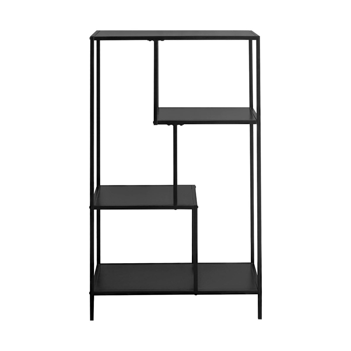 SWEEEK Etagère bibliothèque noir en métal noir asymétrique 4 niveaux INDUSTRIELLE  L 69 x P 33 x H 113.5cm