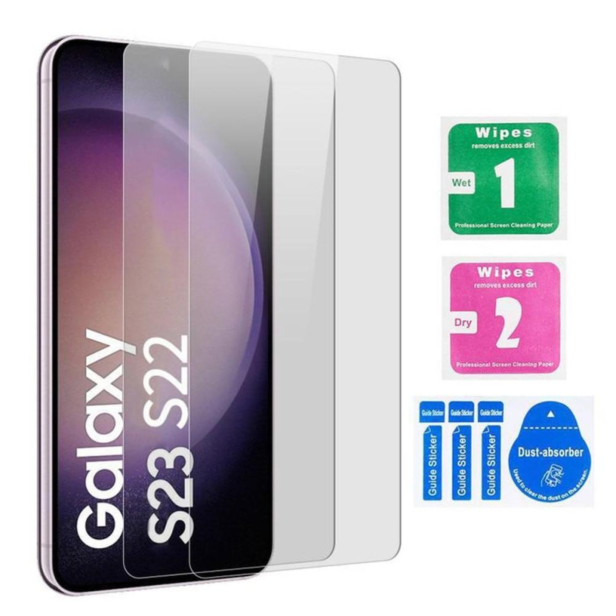 Film protection verre trempé incurvé 9H lot de 2 pour Samsung Galaxy S23/S22 6,1 pouces