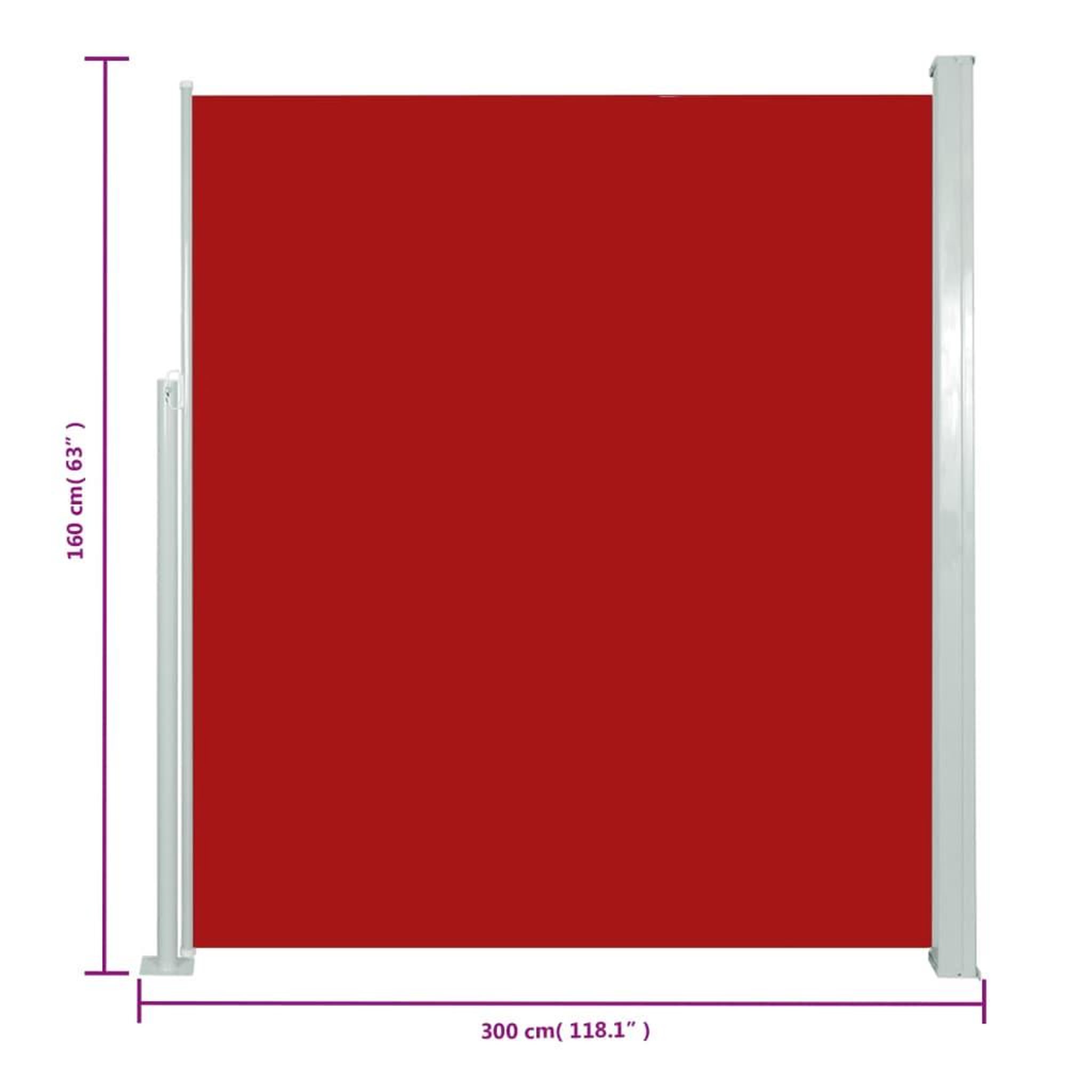 Voir la diapositive 6 : VIDAXL Auvent lateral retractable de patio 160x300 cm Rouge