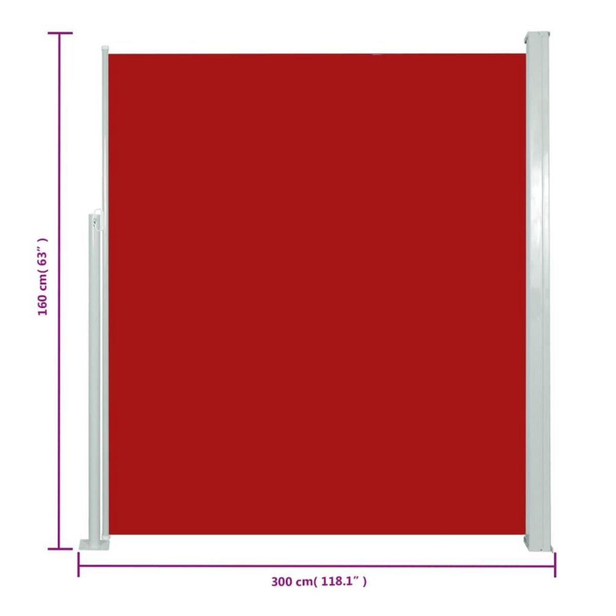 VIDAXL Auvent lateral retractable de patio 160x300 cm Rouge