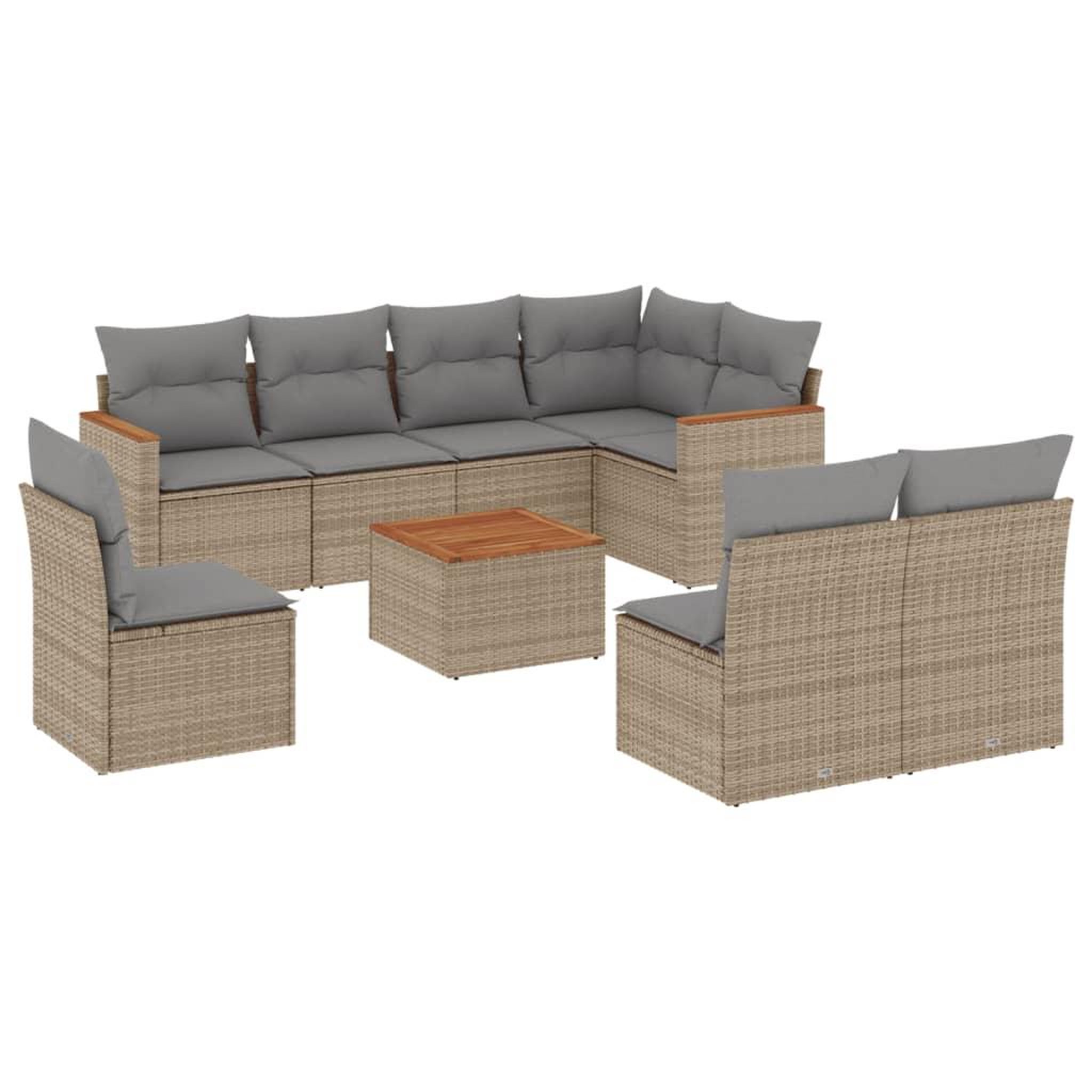 Voir la diapositive 2 : VIDAXL Salon de jardin avec coussins 9pcs melange beige resine tressee