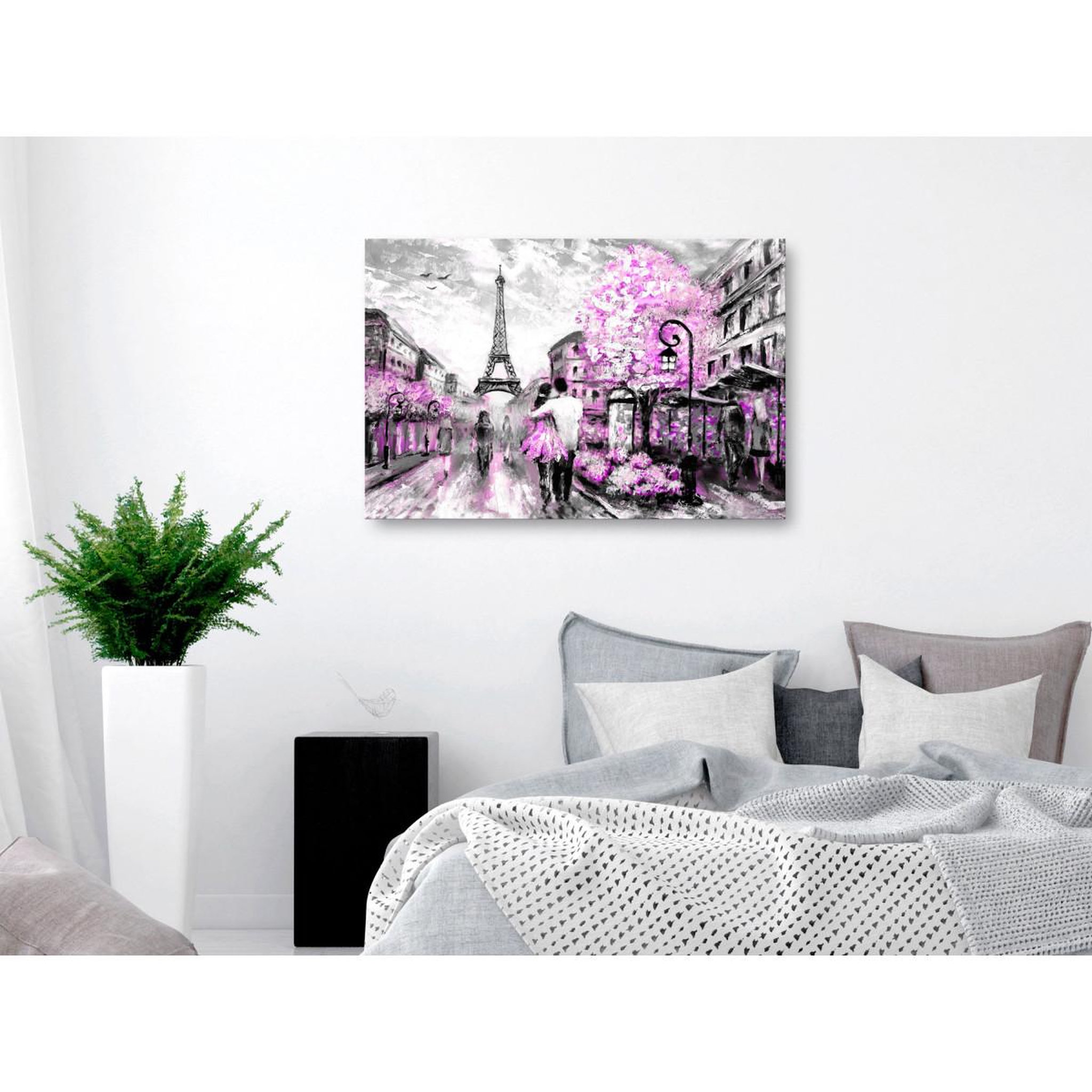 Voir la diapositive 2 : Paris Prix Tableau imprimé  colourful rendez vous wide pink