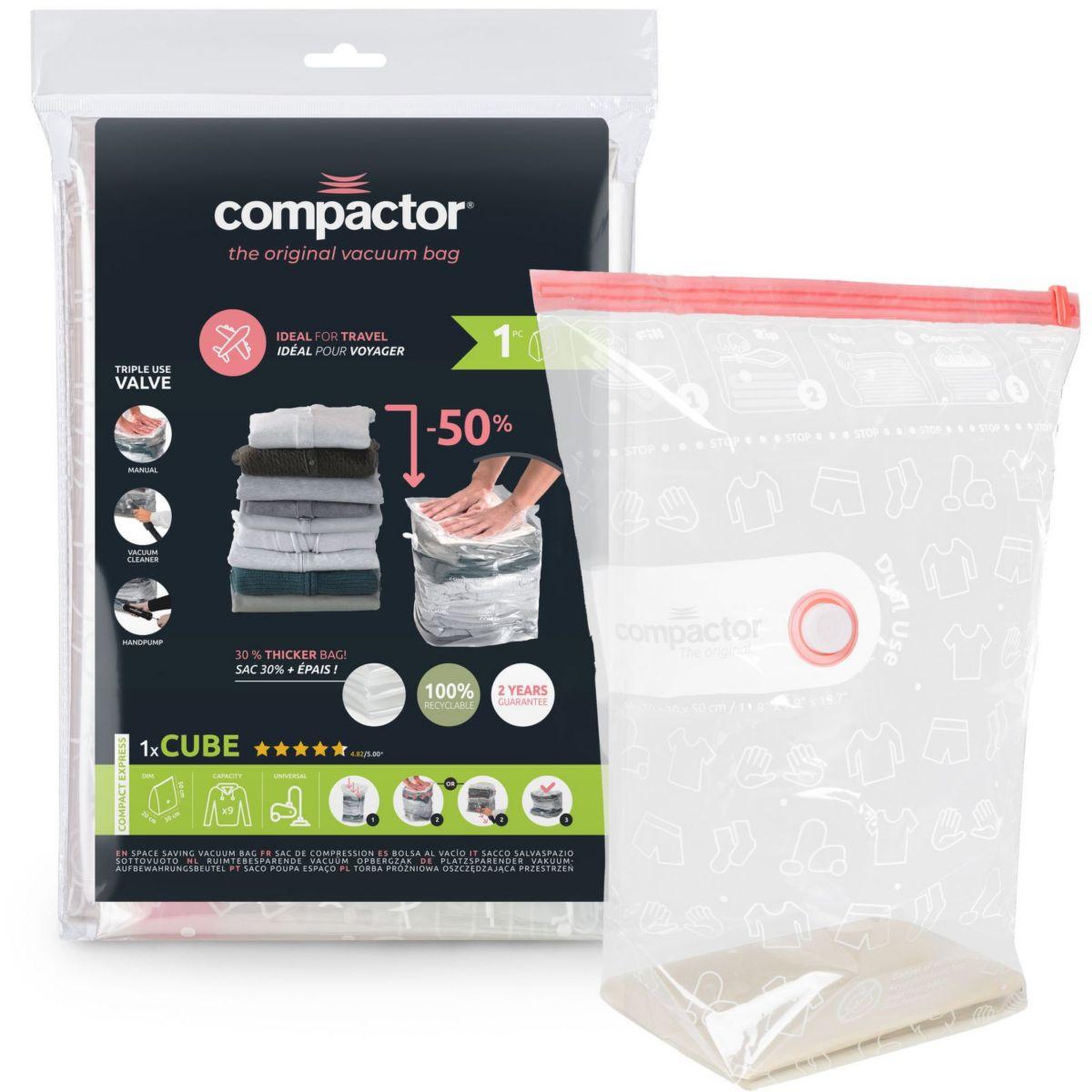 Compactor Housse sac de rangement sous vide manuel compact express