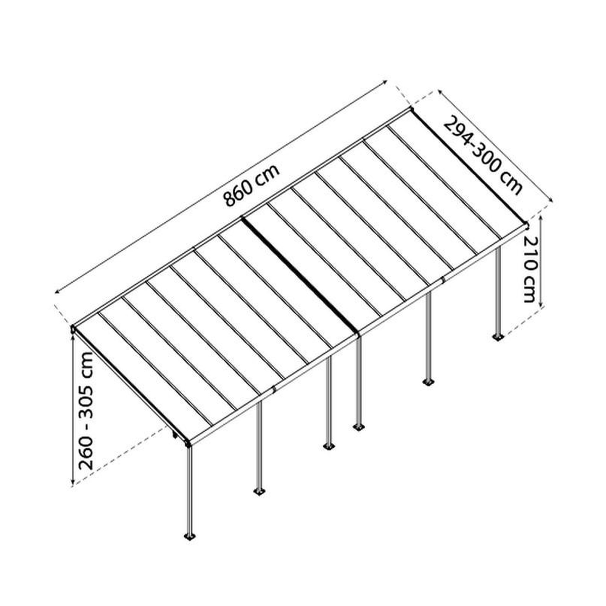 Voir la diapositive 2 : Palram Pergola 25.8m² gris anthracite - 705604
