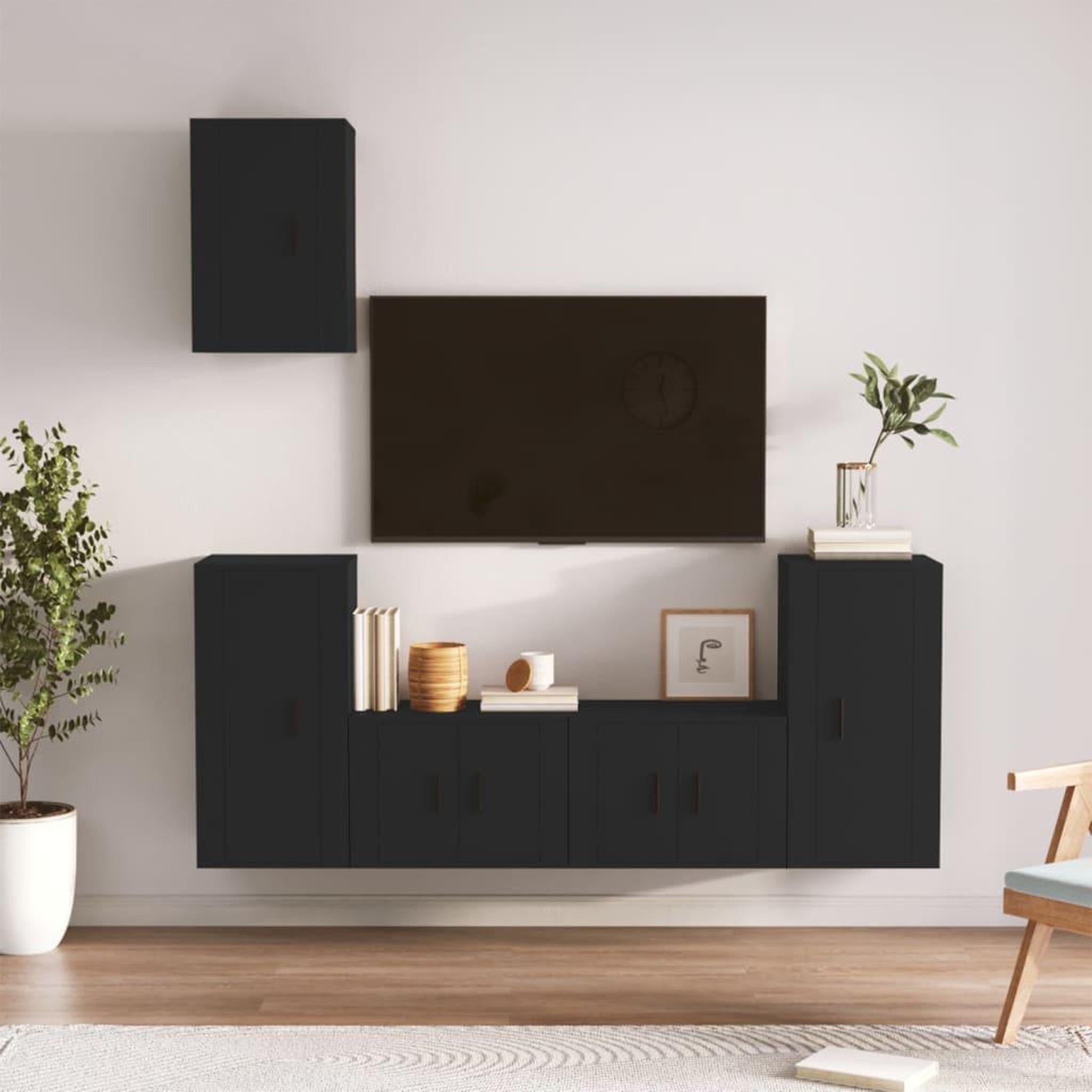 Voir la diapositive 1 : VIDAXL Ensemble de meubles TV 5 pcs Noir Bois d'ingenierie