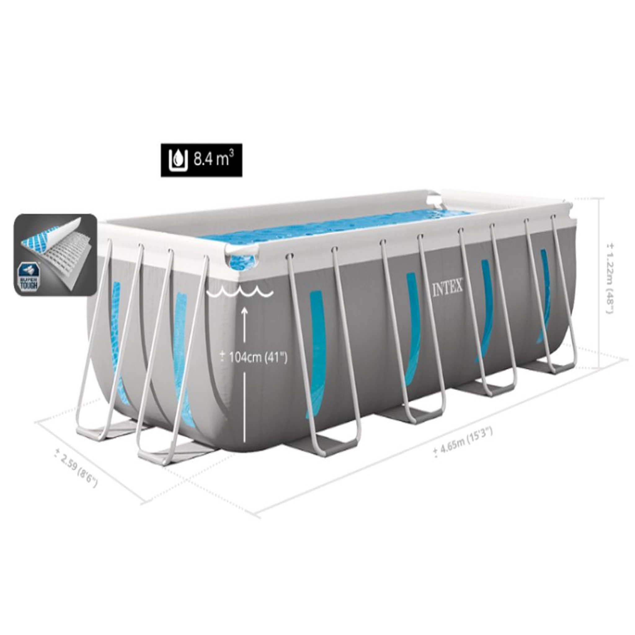 Voir la diapositive 5 : INTEX Piscine tubulaire Prism Frame Clearview rectangulaire 4,00 x 2,00 x 1,22 m - Intex