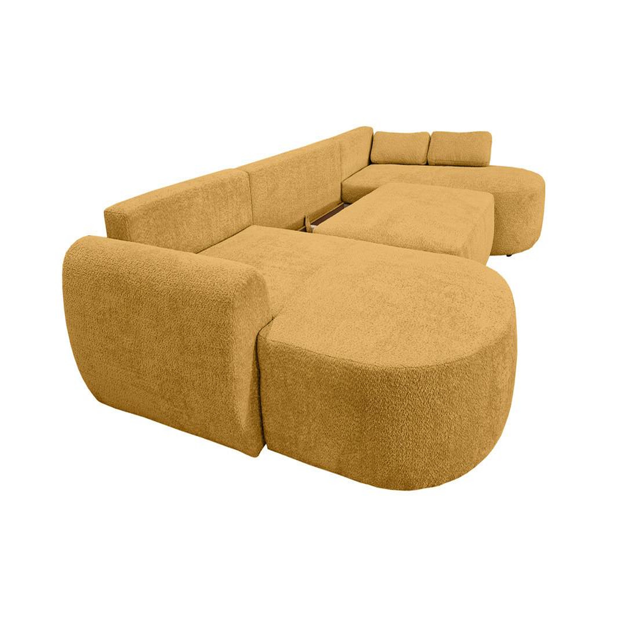 Voir la diapositive 3 : BEST MOBILIER Mahina - canapé panoramique en u 7 places - convertible avec coffre - en tissu bouclette