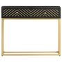 Voir la diapositive 2 : VIDAXL Table console Noir et dore 90x30x75 cm Bois de manguier massif