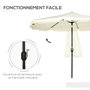 Voir la diapositive 5 : OUTSUNNY Parasol octogonal inclinable Ø 2,68 x 2,32H m mât acier noir polyester haute densité 180 g/m² crème