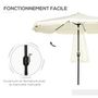 Voir la diapositive 5 : OUTSUNNY Parasol octogonal inclinable Ø 2,68 x 2,32H m mât acier noir polyester haute densité 180 g/m² crème