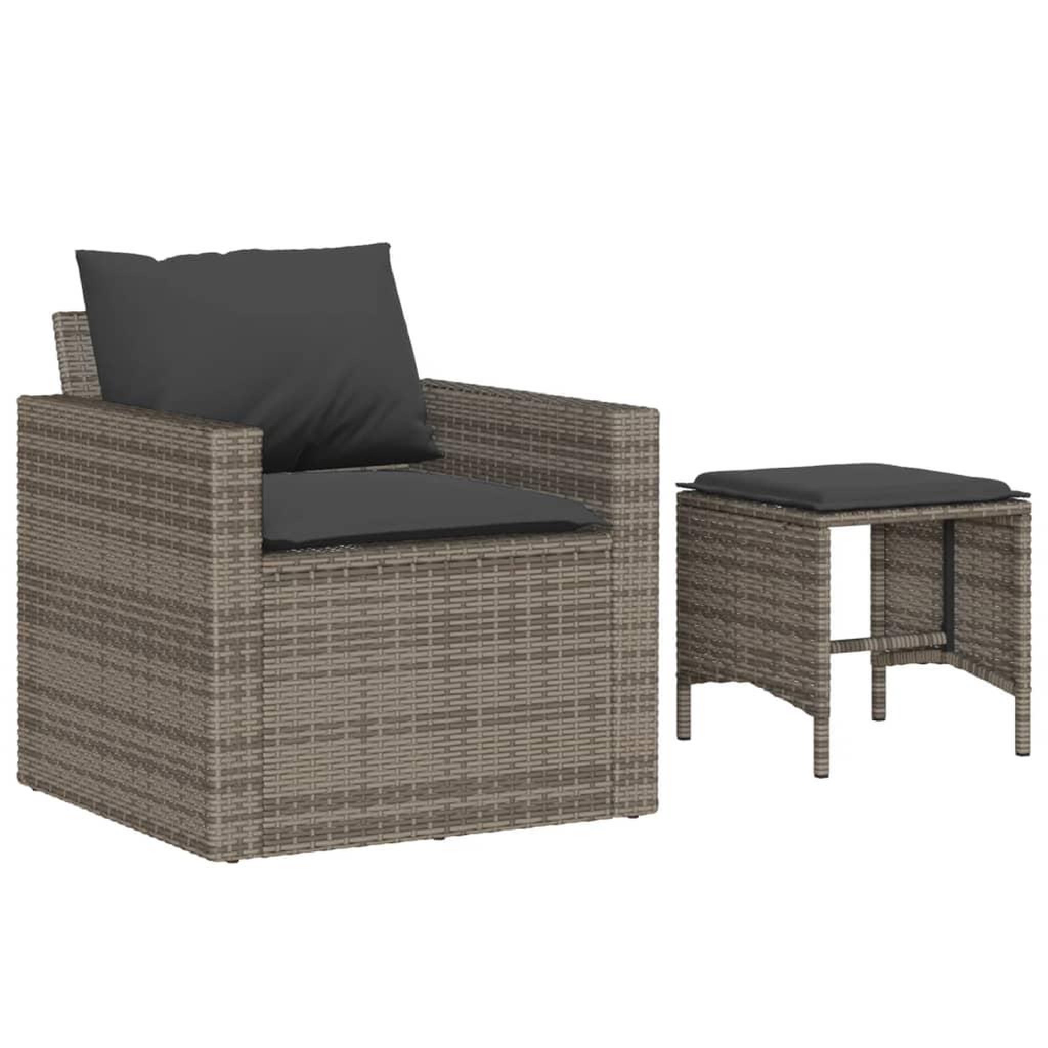 Voir la diapositive 3 : VIDAXL Salon de jardin 4 pcs avec coussins gris resine tressee