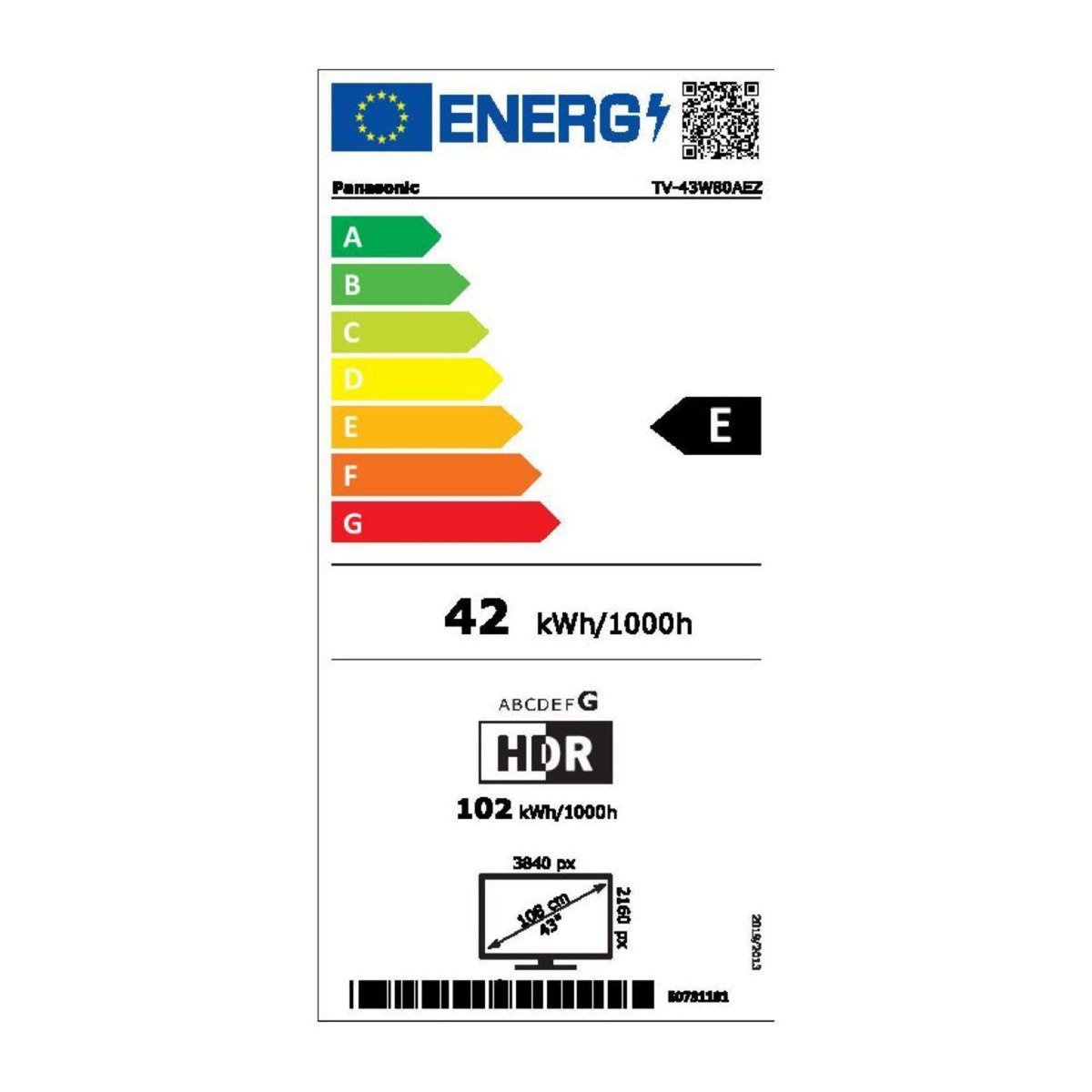 PANASONIC TV QLED TV-43W80AEZ-43 pouces (108cm)