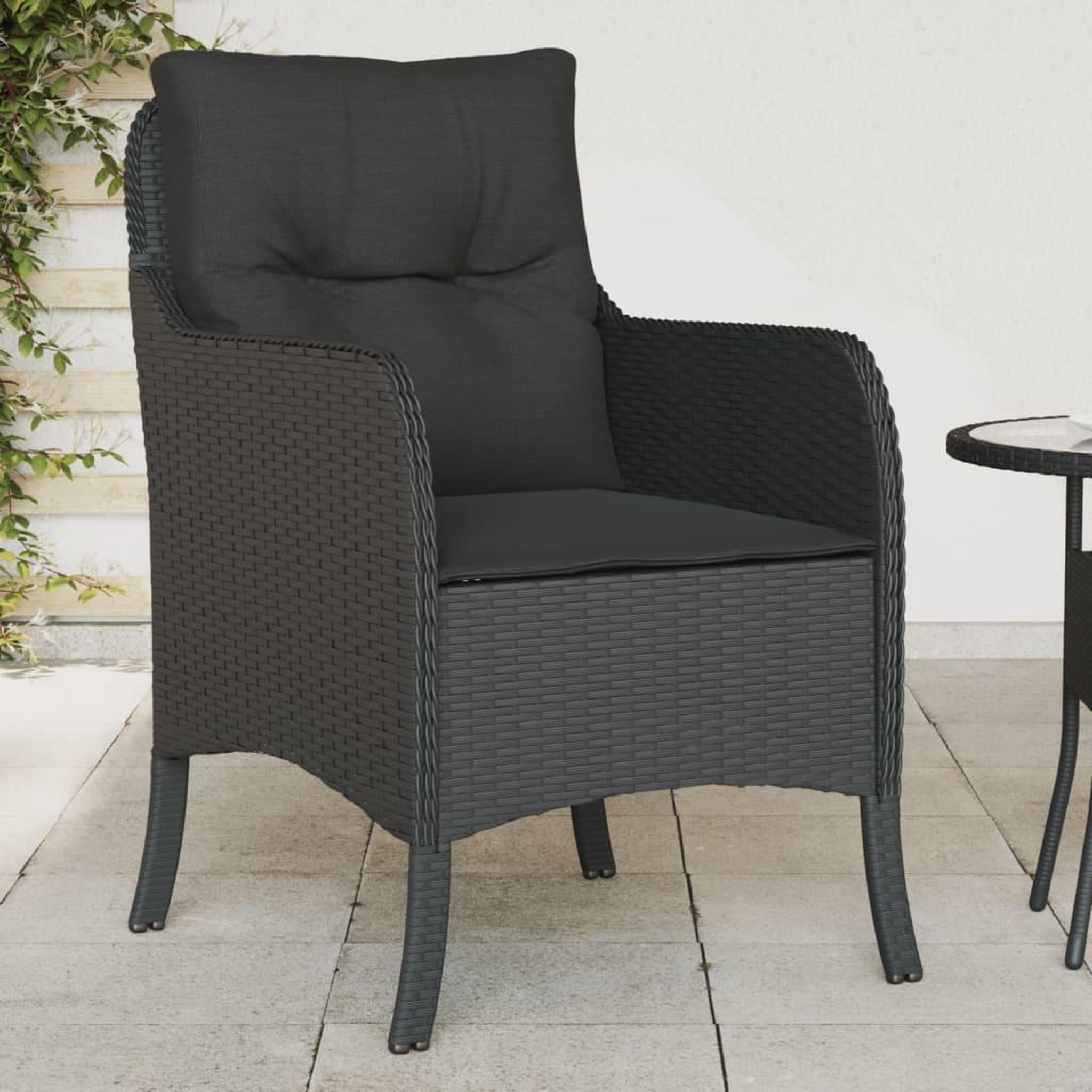 VIDAXL Chaises de jardin avec coussins lot de 2 noir resine tressee