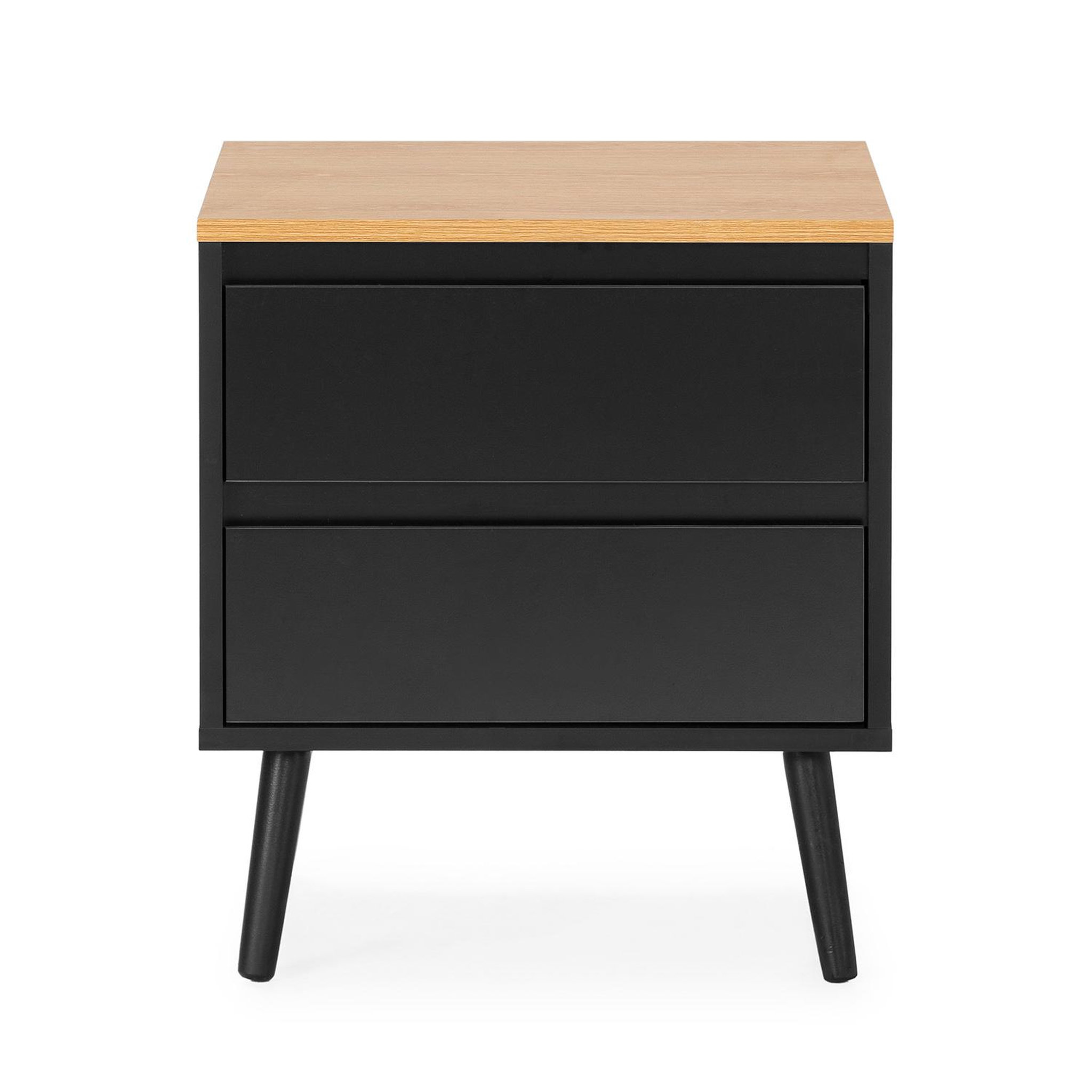 Voir la diapositive 4 : VS VENTA-STOCK Table de chevet Desi 2 tiroirs couleur Noir