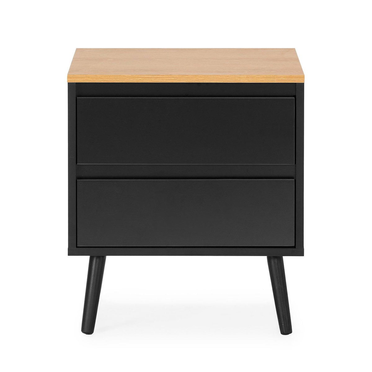 VS VENTA-STOCK Table de chevet Desi 2 tiroirs couleur Noir