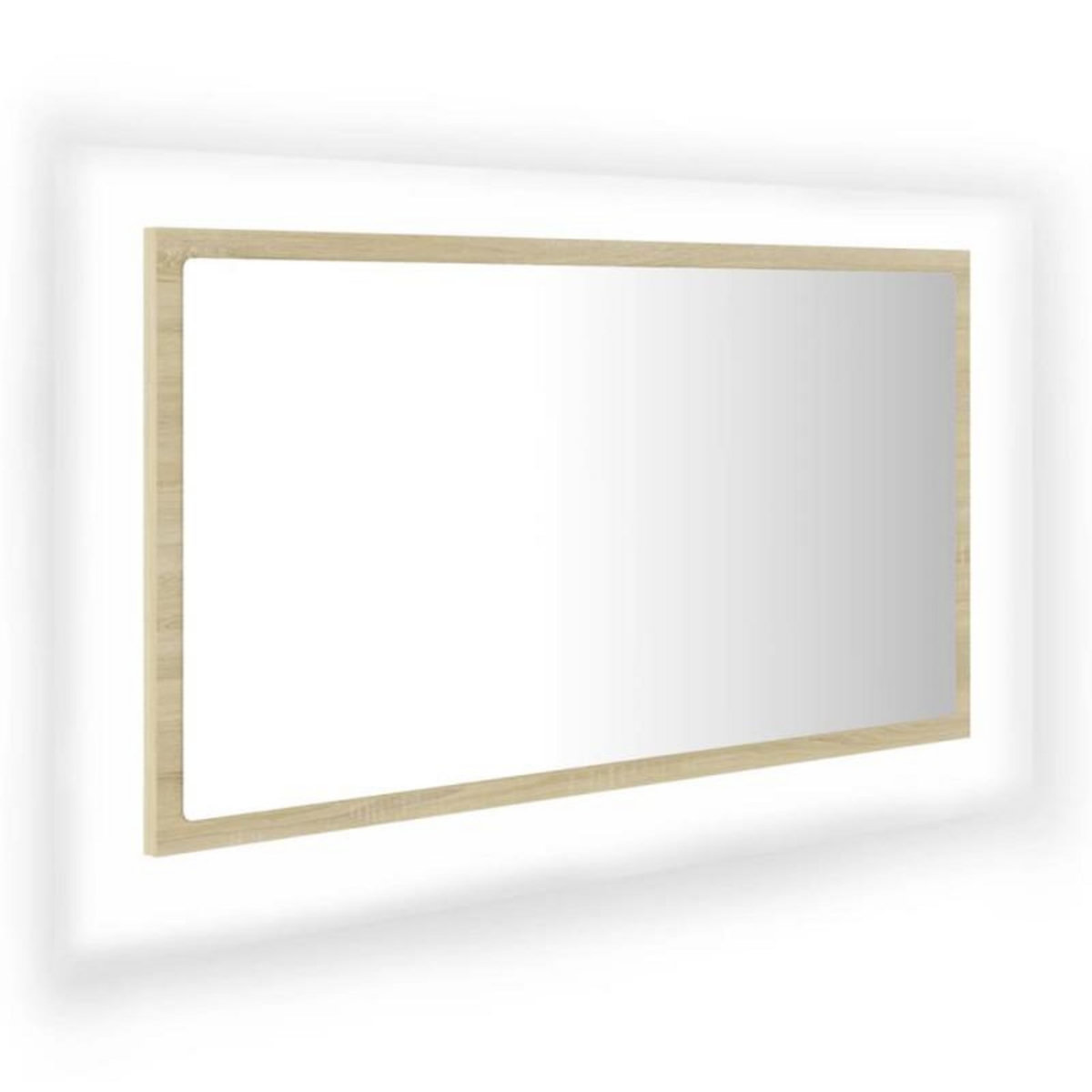 VIDAXL Miroir LED de salle de bain Chêne sonoma 80x8,5x37 cm Acrylique