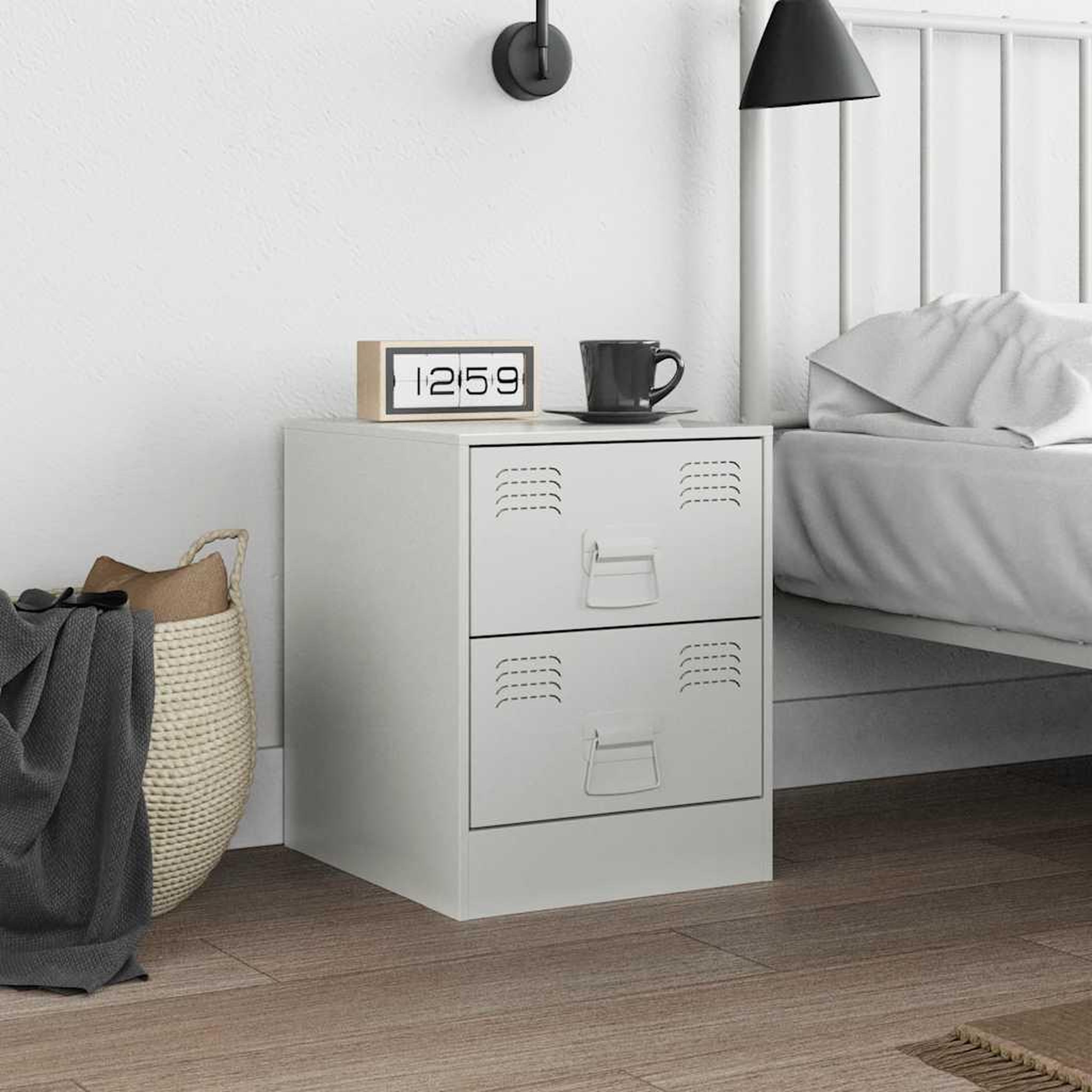 Voir la diapositive 3 : VIDAXL Table de chevet blanc 34,5x39x44 cm acier
