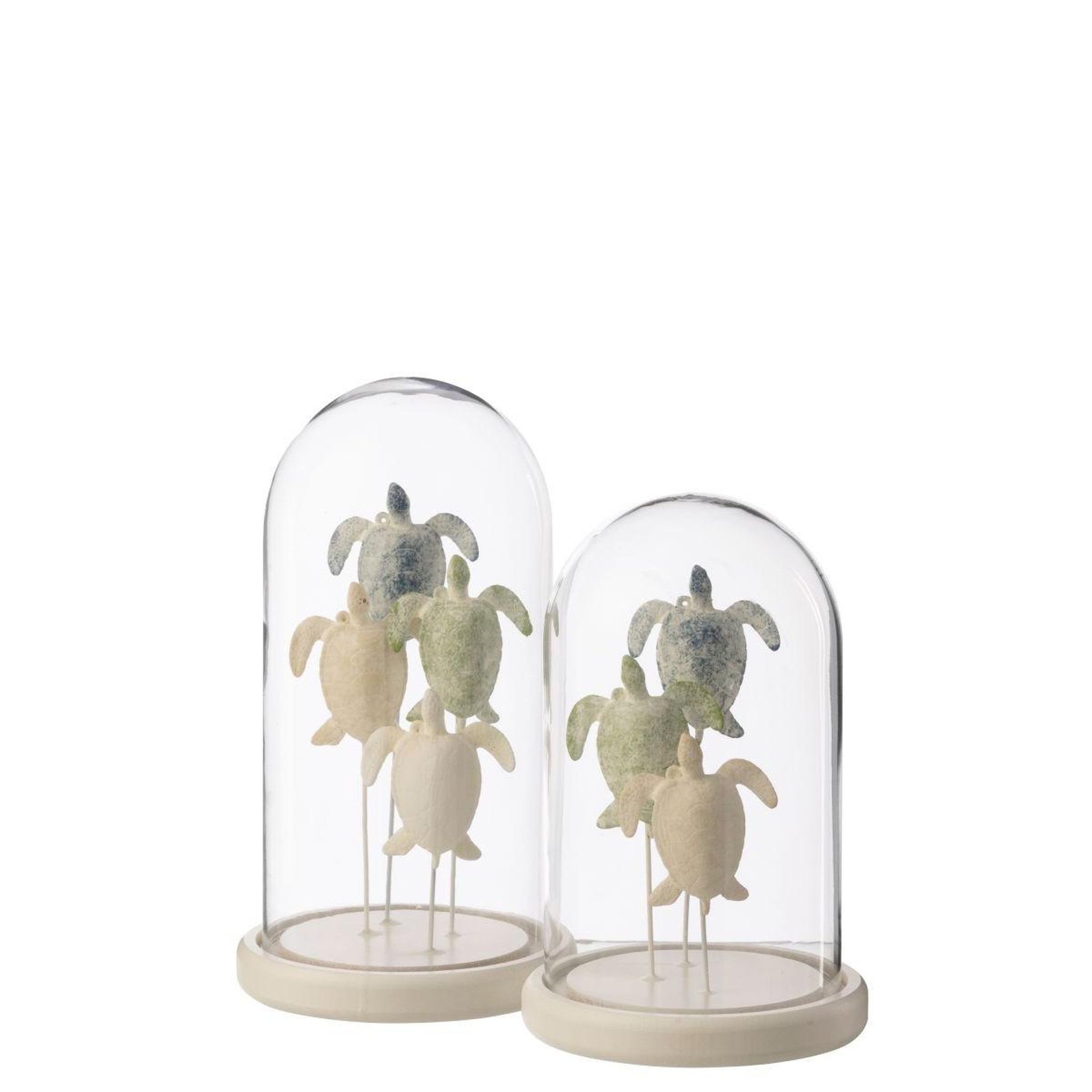 Voir la diapositive 2 : J-LINE Cloche déco en verre  turtle  26cm multicolore