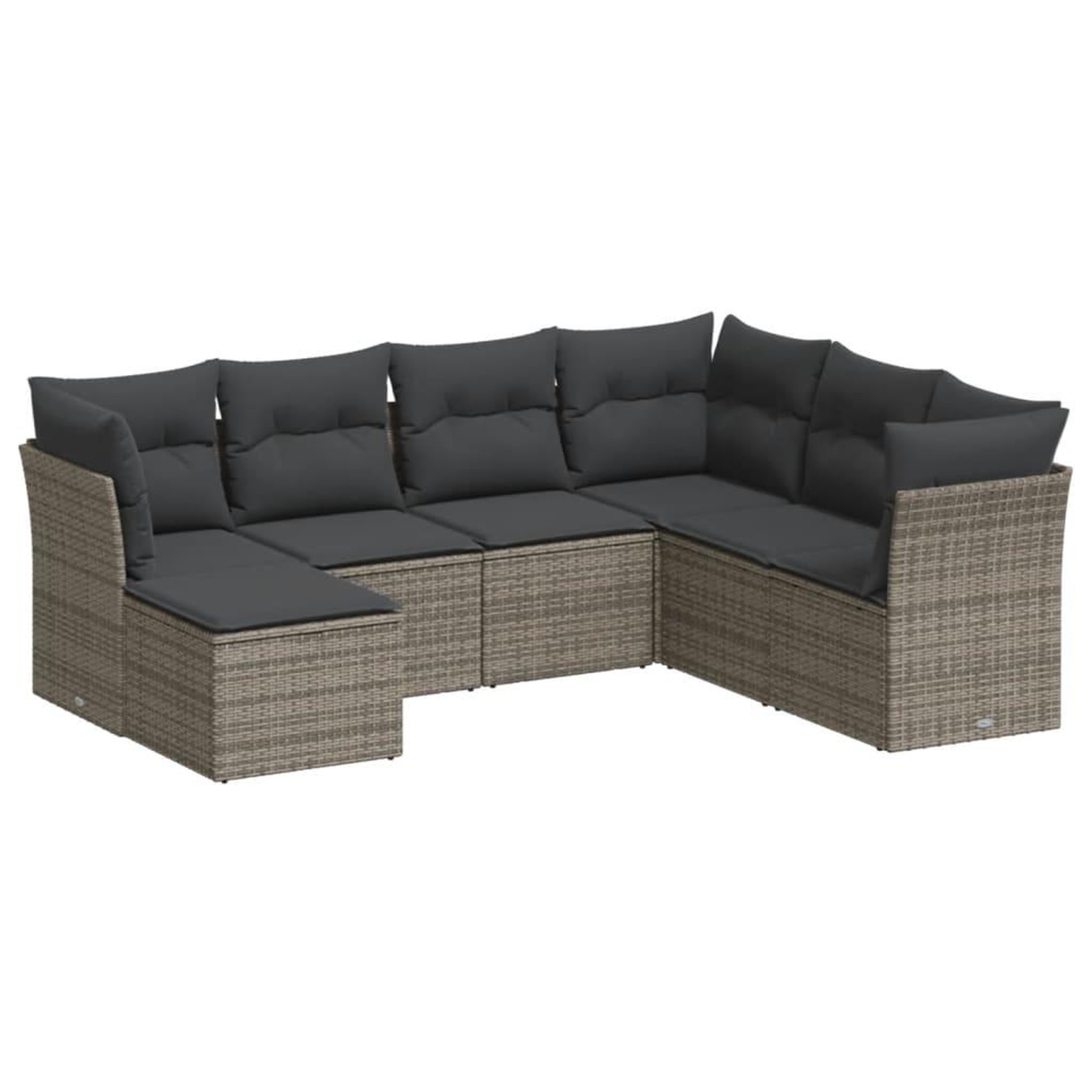 Voir la diapositive 2 : VIDAXL Salon de jardin avec coussins 7 pcs gris resine tressee