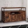 Voir la diapositive 2 : ID MARKET Buffet 4 portes 140 cm DAYTON avec niche effet vieilli design industriel