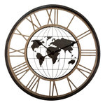ATMOSPHERA Pendule Ronde en Métal  Monde  67cm Naturel