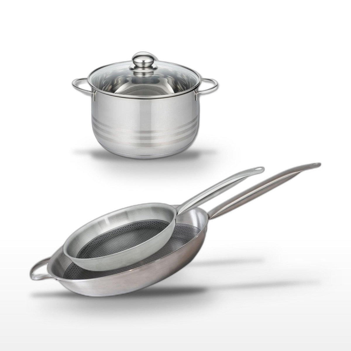 ELO Lot Poêles 28cm & 32cm et Faitout 20cm Elo Relief Solution