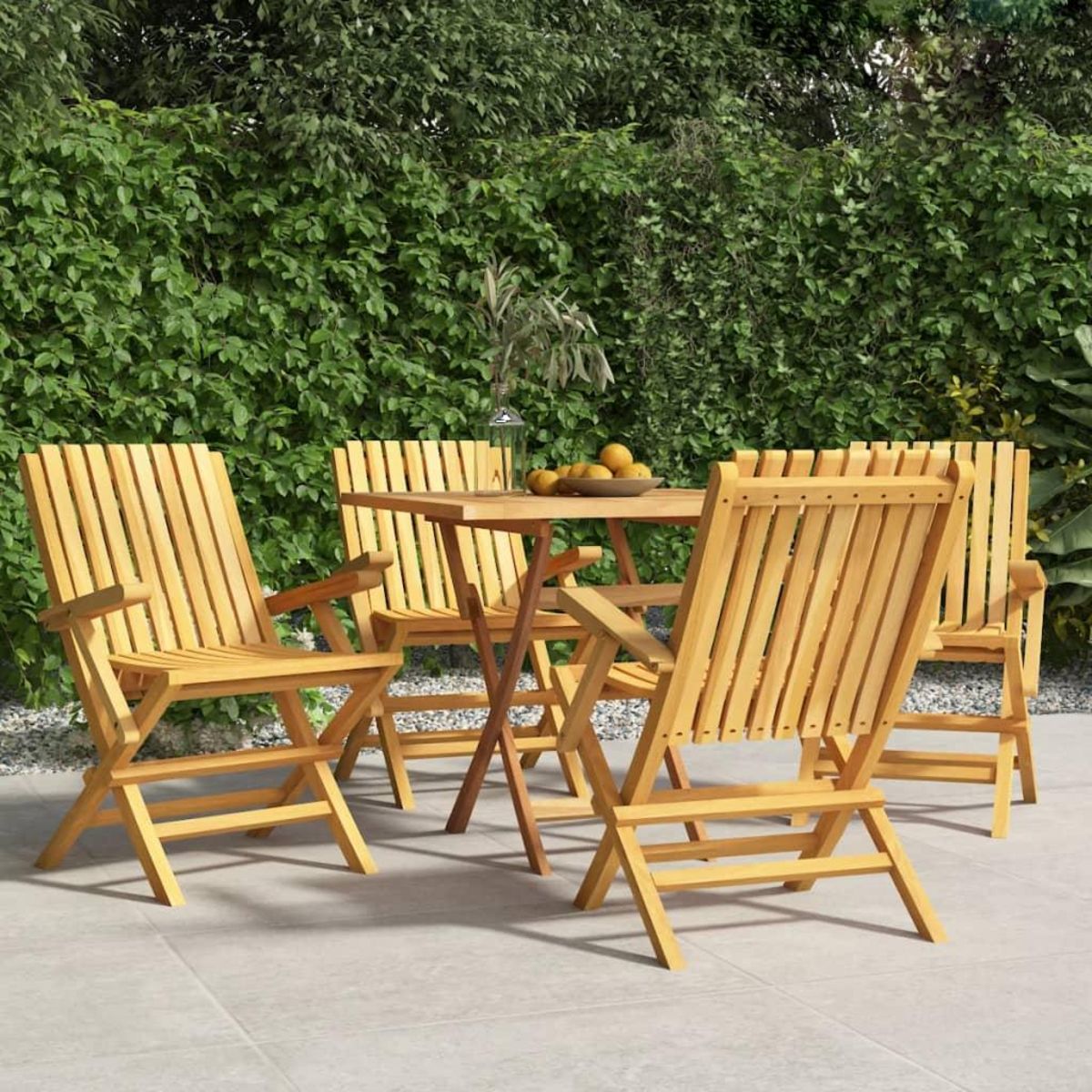 VIDAXL Chaises de jardin pliantes lot de 4 61x67x90cm bois massif teck