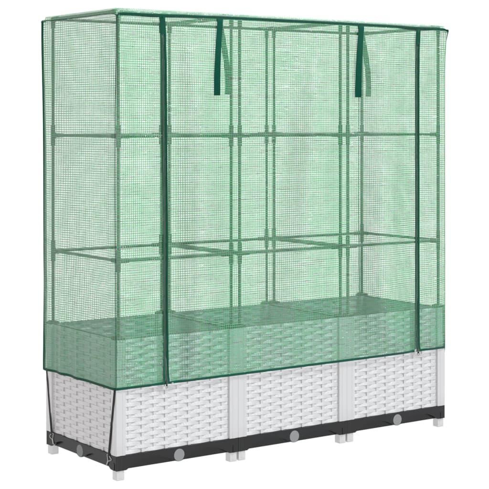 Voir la diapositive 2 : VIDAXL Jardiniere surelevee avec housse aspect rotin 120x40x138 cm
