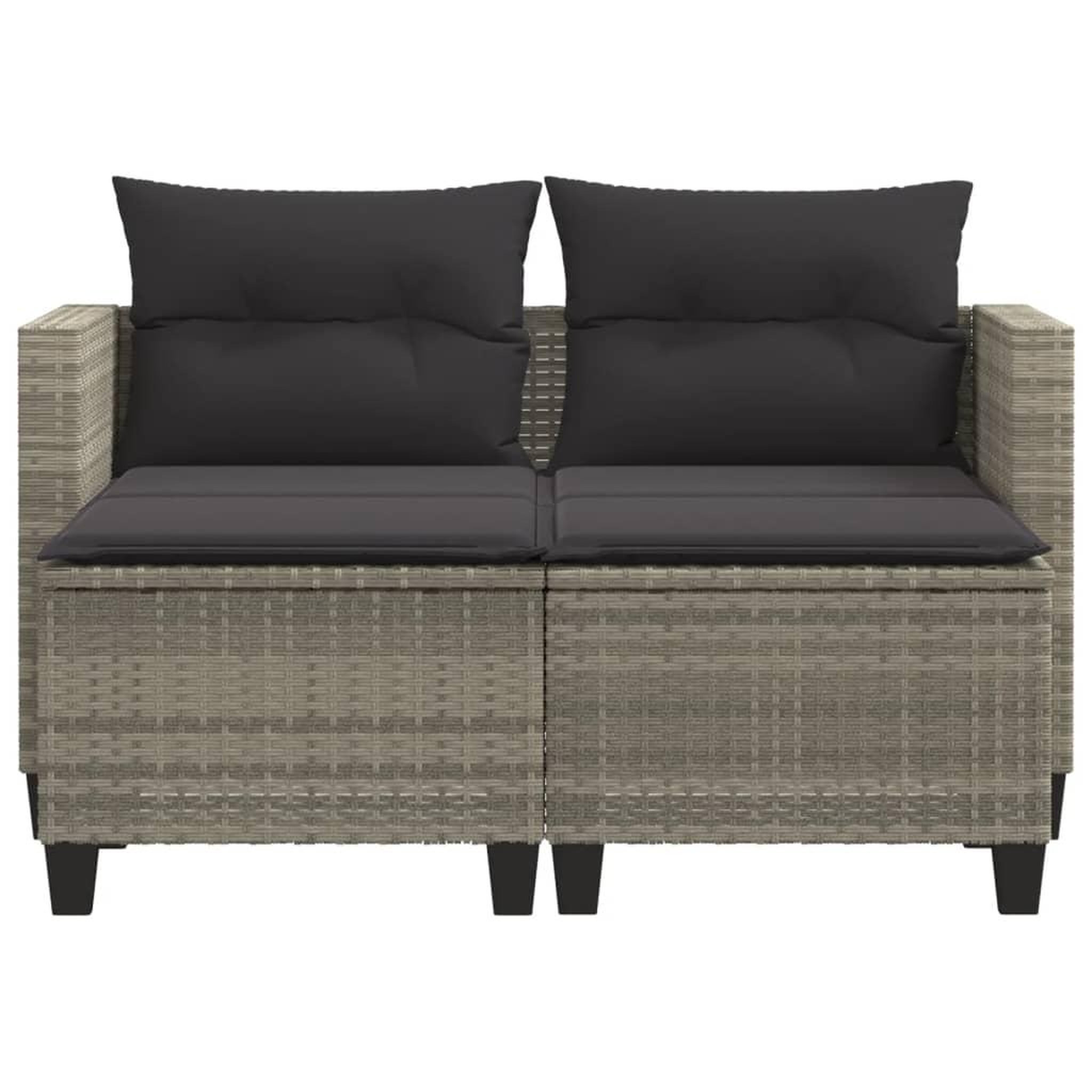 Voir la diapositive 4 : VIDAXL Canape de jardin 2 places avec tabourets gris clair poly rotin