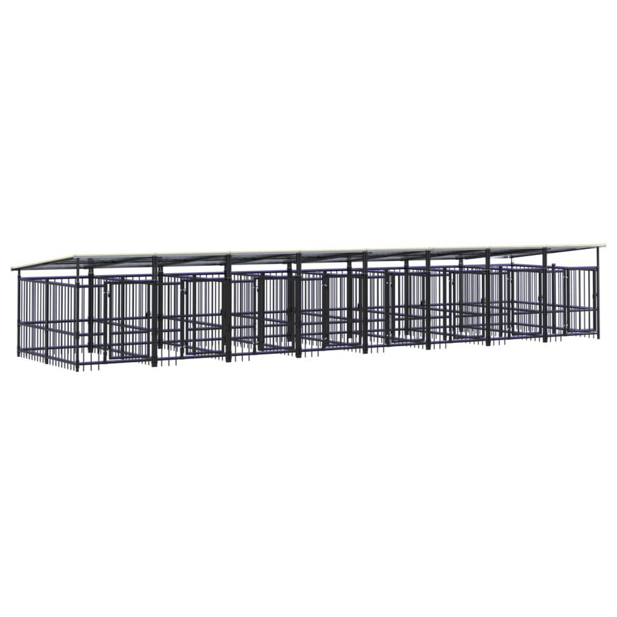 Voir la diapositive 2 : VIDAXL Chenil d'exterieur avec toit pour chiens Acier 15,02 m²