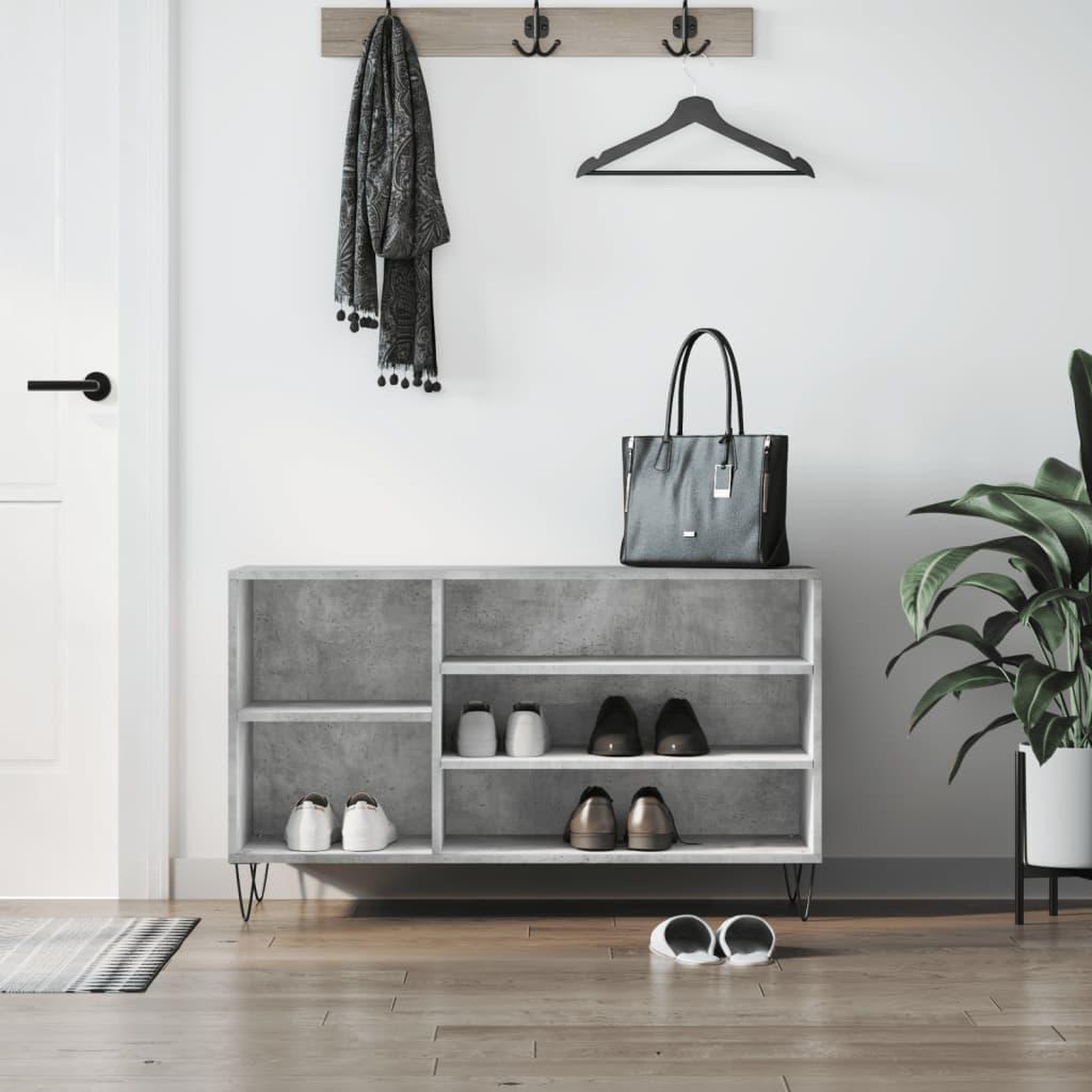 VIDAXL Armoire a chaussures Gris beton 102x36x60 cm Bois d'ingenierie