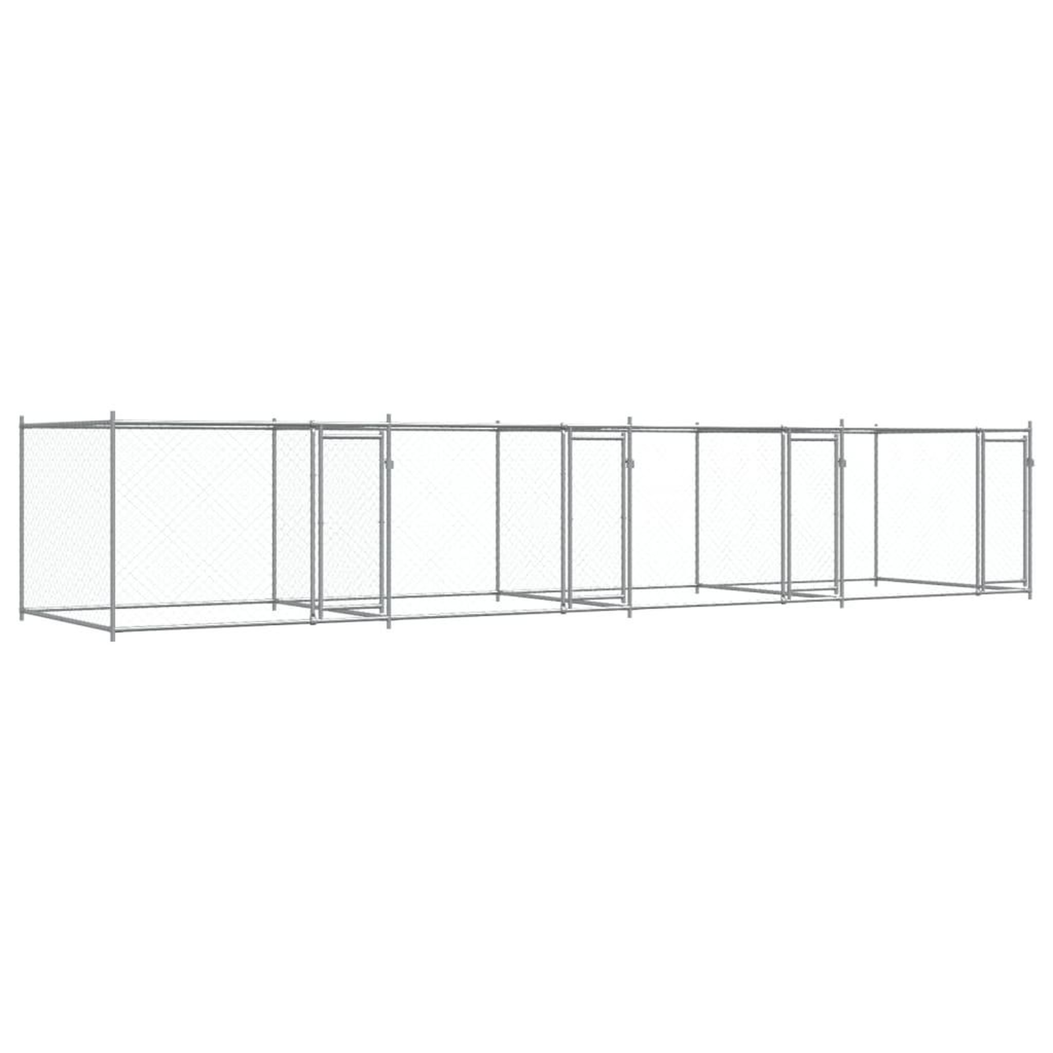 Voir la diapositive 2 : VIDAXL Cage pour chien avec portes gris 8x2x1,5 m acier galvanise