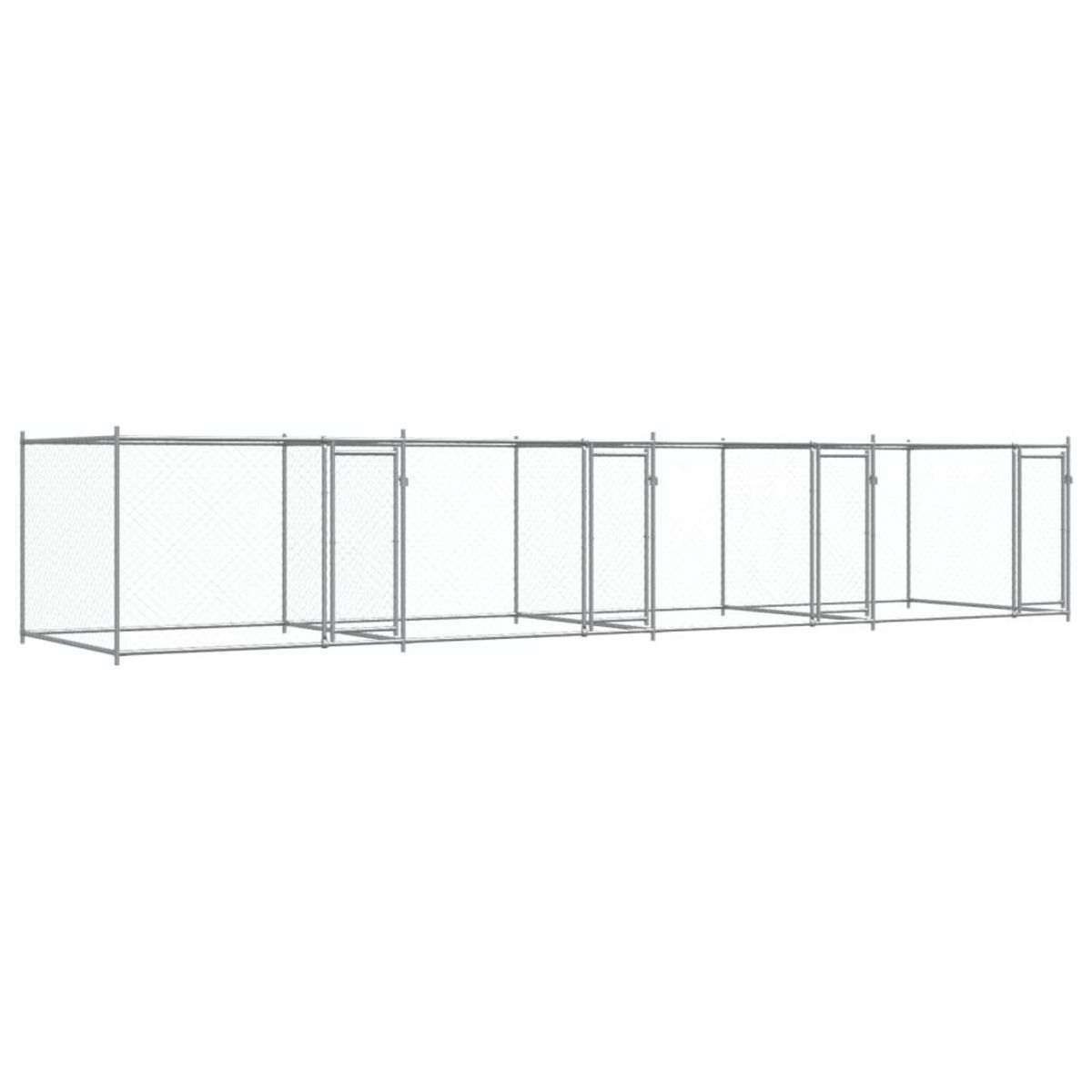 VIDAXL Cage pour chien avec portes gris 8x2x1,5 m acier galvanise