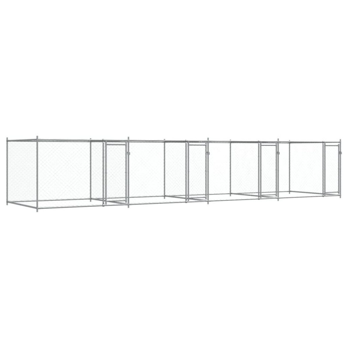 VIDAXL Cage pour chien avec portes gris 8x2x1,5 m acier galvanise